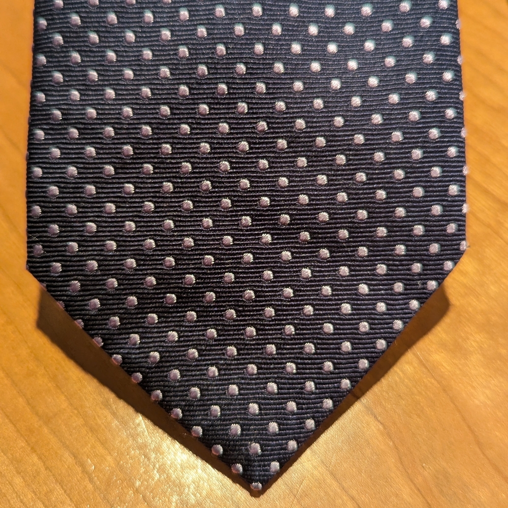Elegant Cellini Navy & Silver Italian Polka Dot Tie. NWT